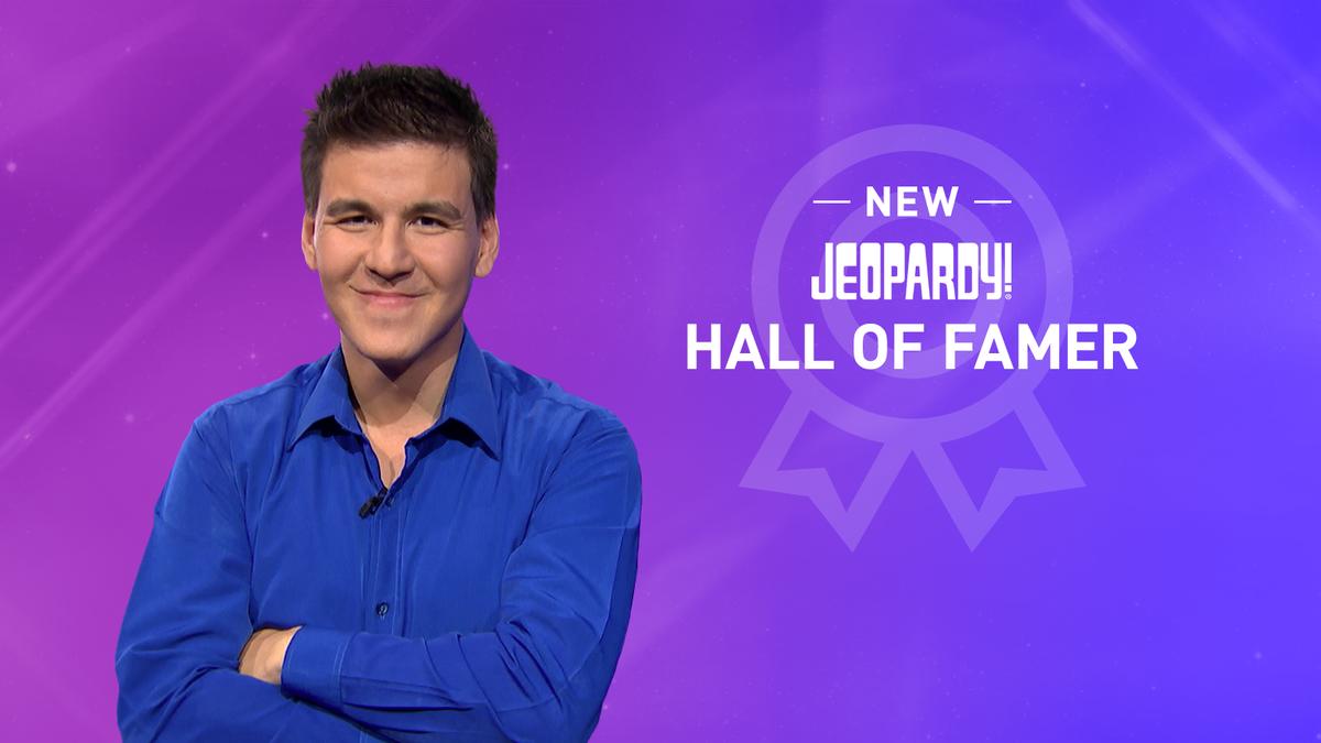 Image of James Holzhauer with text that reads "New Jeopardy! Hall of Famer"