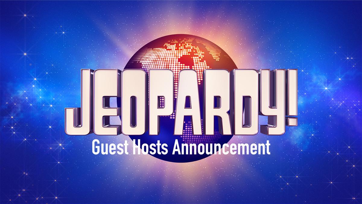 Jeopardy! logo with text that reads "Guest Hosts Announcement"