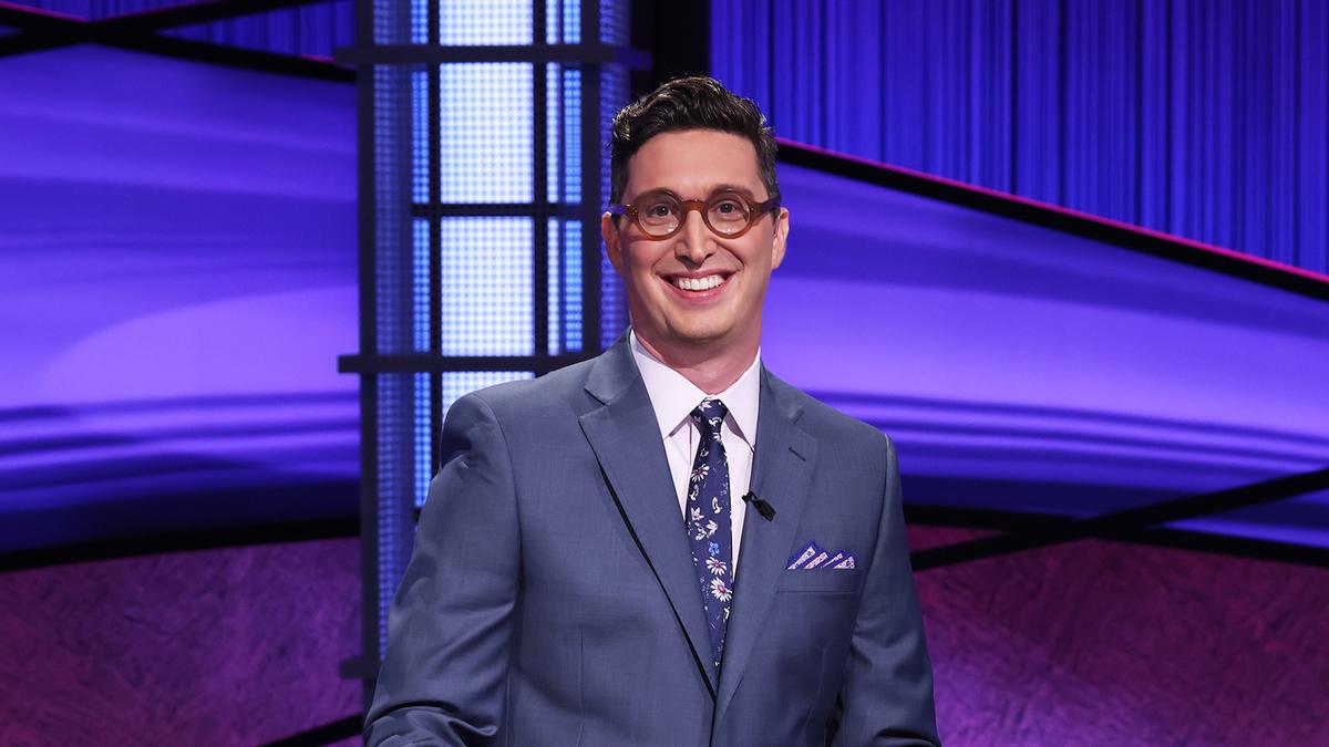 Buzzy Cohen on the Jeopardy! stage