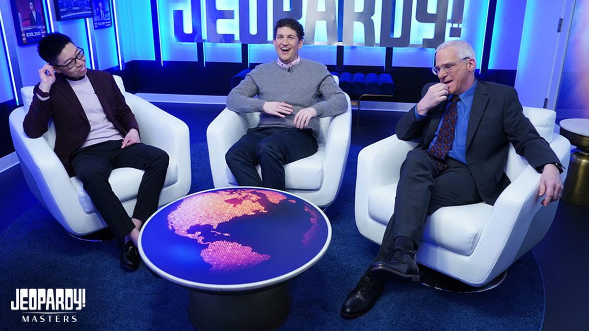 (L-R) Andrew He, Matt Amodio, and Sam Buttrey share a laugh in the greenroom.