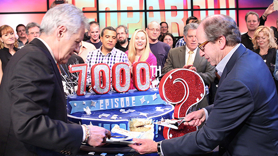 Harry, Alex and the crew celebrating the 7000th Episode of Jeopardy!