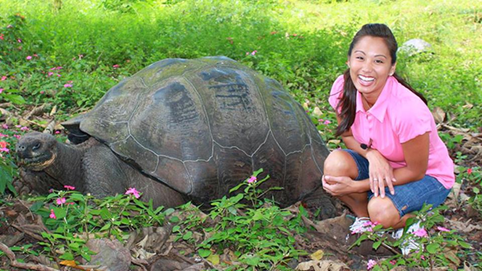Kelly with a Giant Tortoise