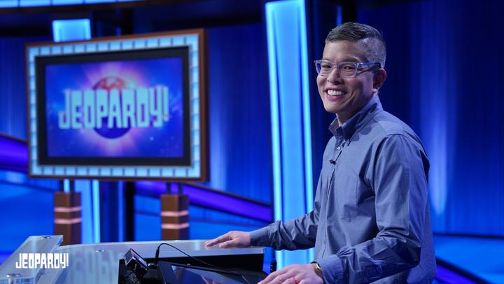 Ben Chan on the set of Jeopardy!