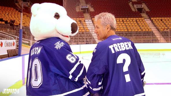 Carlton the Bear and Alex Trebek