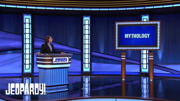 Mayim Bialik on set with Mythology category displayed 