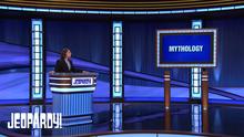 Mayim Bialik on set with Mythology category displayed
