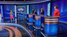Mayim Bialik and contestants Ryan Long, Tory Waltrip, and John Seroff