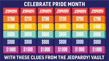 A Pride Month quiz featuring Jeopardy! clues.