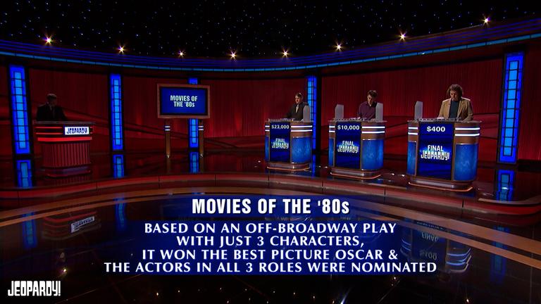 MOVIES OF THE '80s Based on an off-Broadway play with just 3 characters it won the Best Picture Oscar & the actors in all 3 roles were nominated 